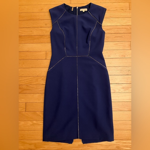 Rebecca Taylor Blue Sheath Dress Sleeveless Crew Neck - Picture 2 of 5